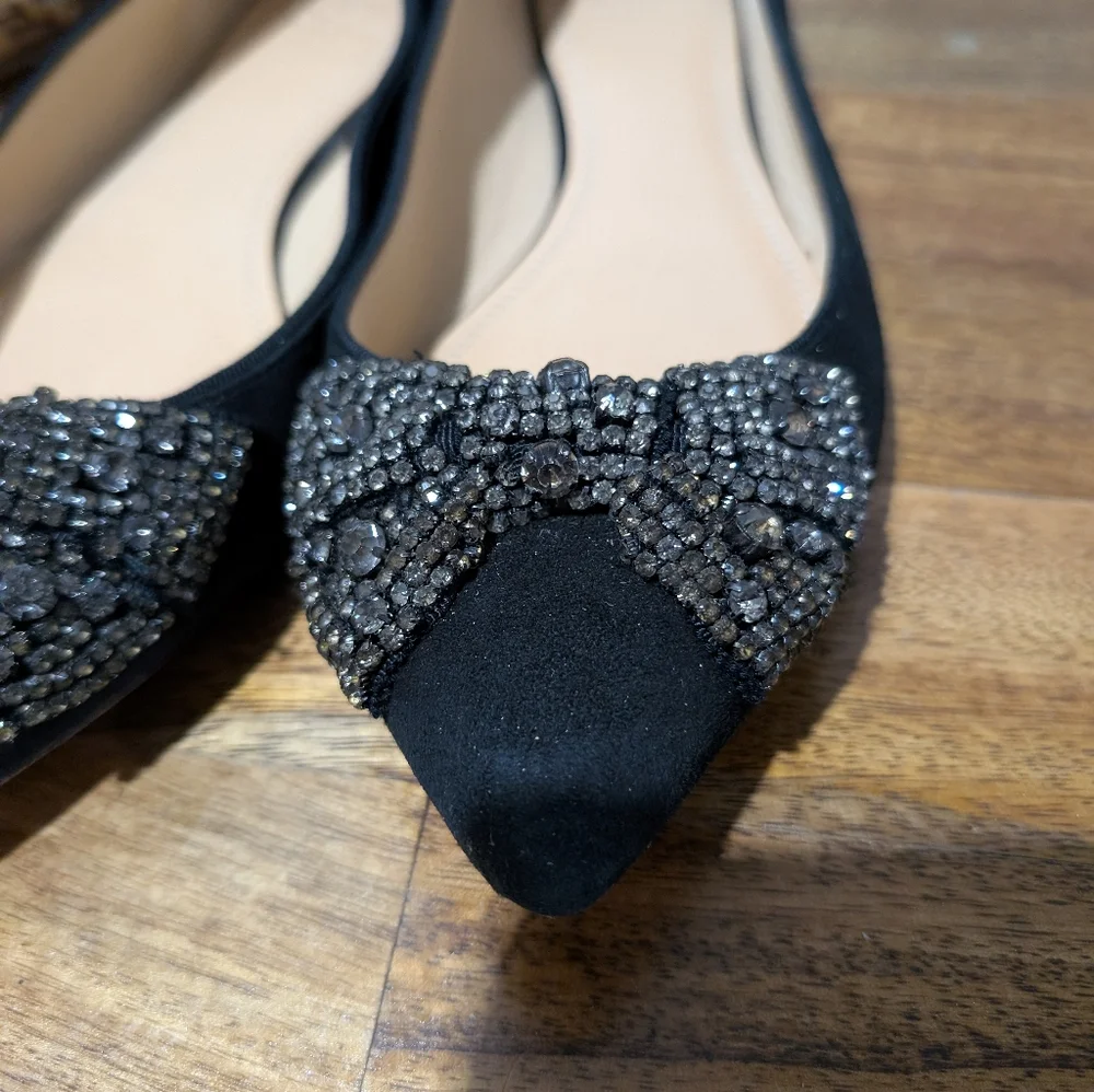 Tory Burch Esme Black Suede Rhinestones‎ Flat Shoes-sz9.5  ~Stylish - Picture 12 of 12